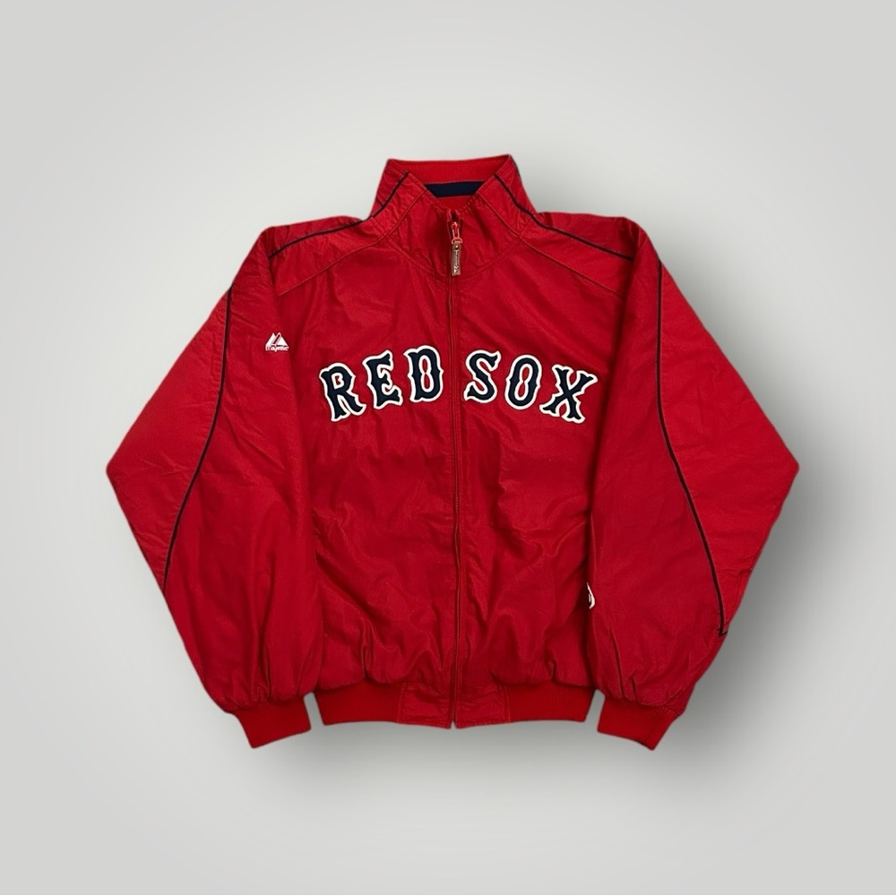 Vintage Y2K 2000s Boston Red Sox Majestic Dugout Jacket Fleece Lined